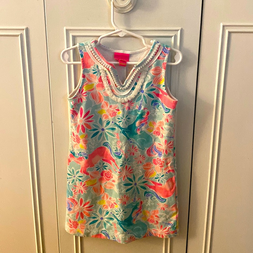 EUC Lilly dress with unicorn print size S (4-5 years)